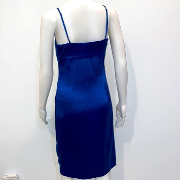 Susana Monaco Sleeveless Silk Blur Gathered Ruffle Cocktail Dress In Blue - Picture 4 of 16
